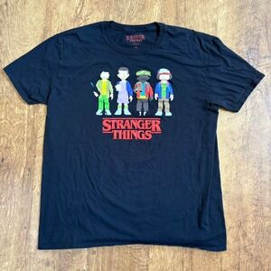 Stranger Things Netflix 8-Bit Pixel Art Graphic T-Shirt Black Mens XL